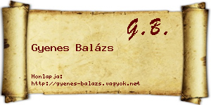 Gyenes Balázs névjegykártya